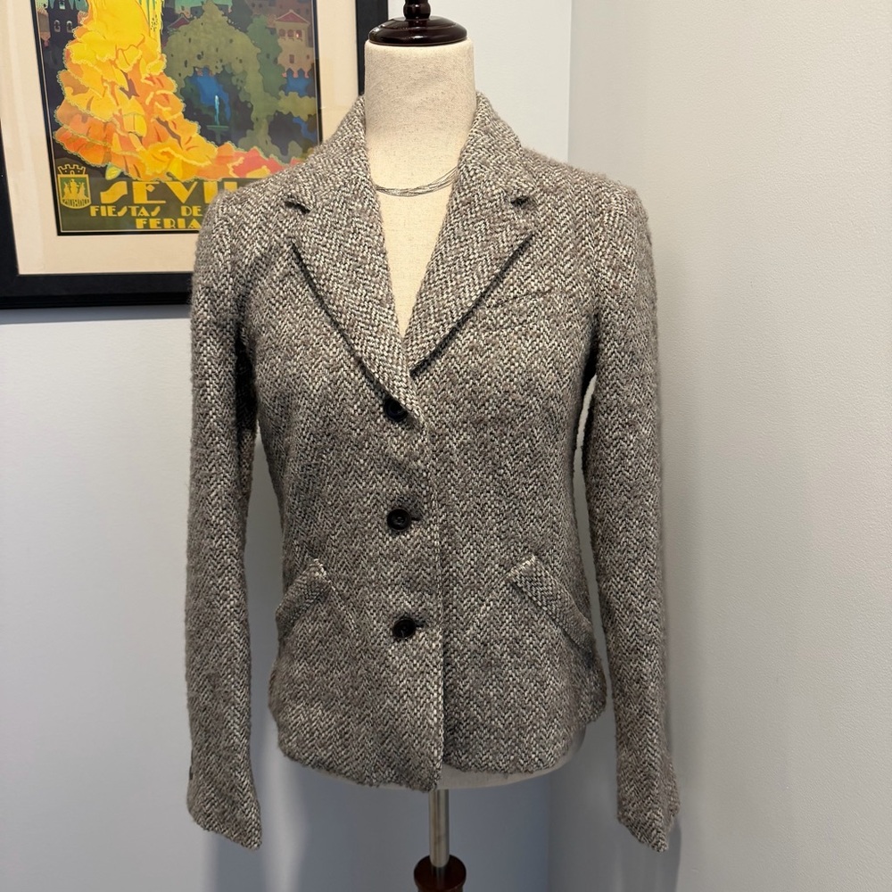 Eddie Bauer Wool Boyfriend Blazer NWT Size 6 Color Clay Casual Suede Elbow Pads